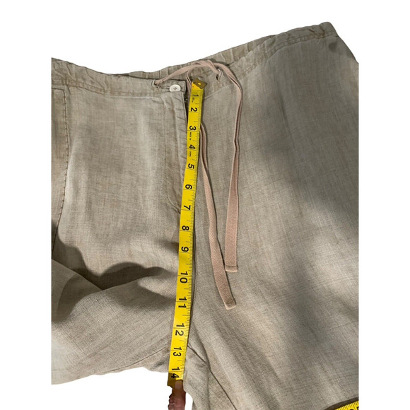 Vintage Hobo Chic Miner Patchwork Linen Drawstring Pants Baggy Wide Leg Magnolia - Picture 10 of 12